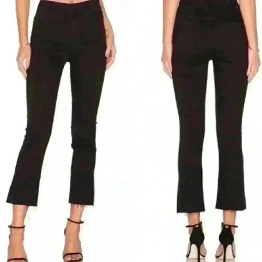 AGOLDE Sophie High Rise Skinny Crop Jeans Black Harlow Destructed Size 32
